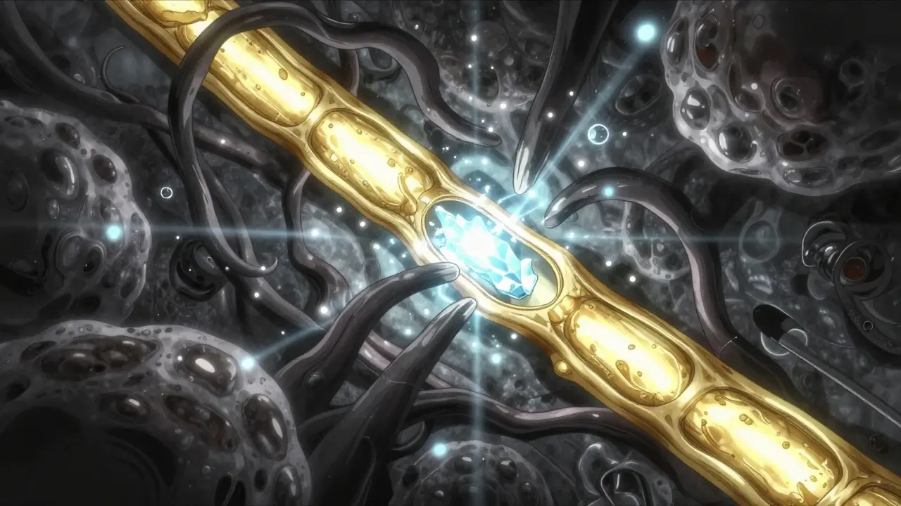 Bile ducts being protected by light particles micro view