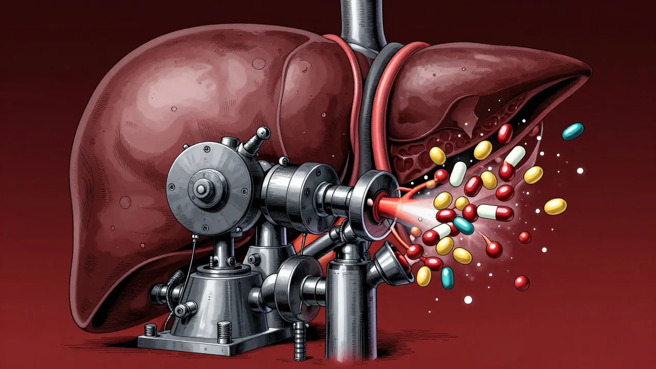 Detailed mechanical representation of liver enzymes processing hormones